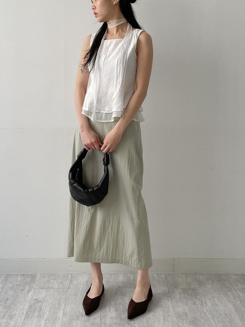 [Scarf SET] Liber Frill Sleeveless Blouse