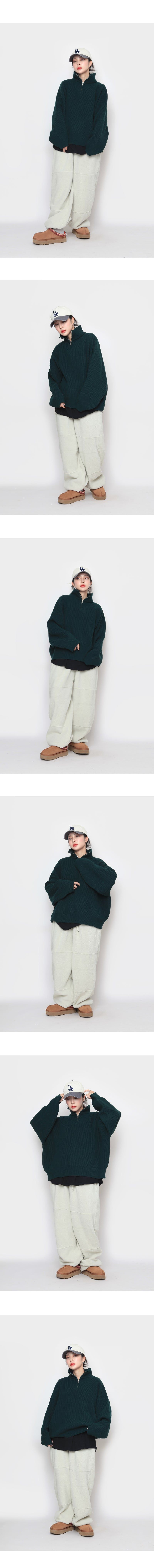 lambswool knitwear half zip-up