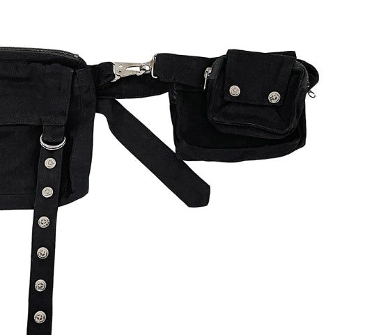 Button Strap Multi Pocket Belt Bag