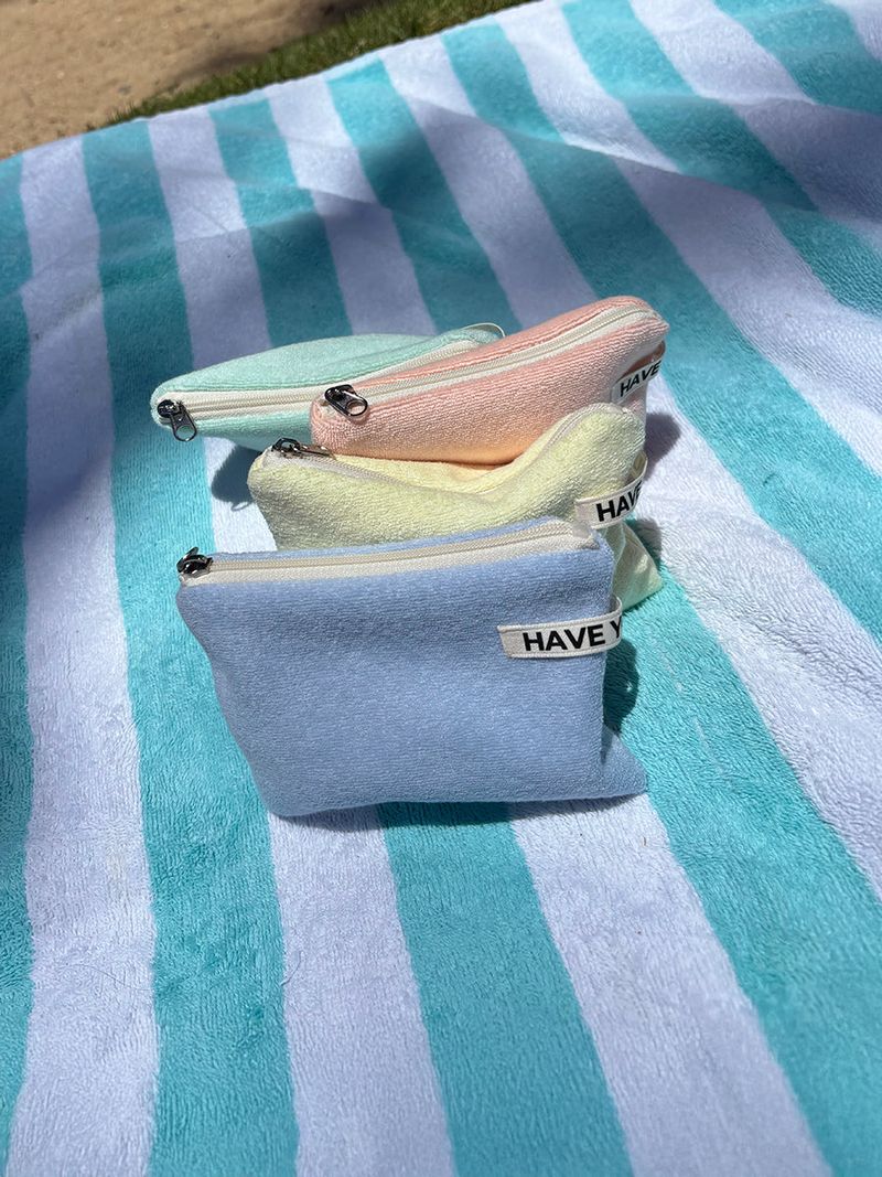 Terry flat pouch - sky blue , M size