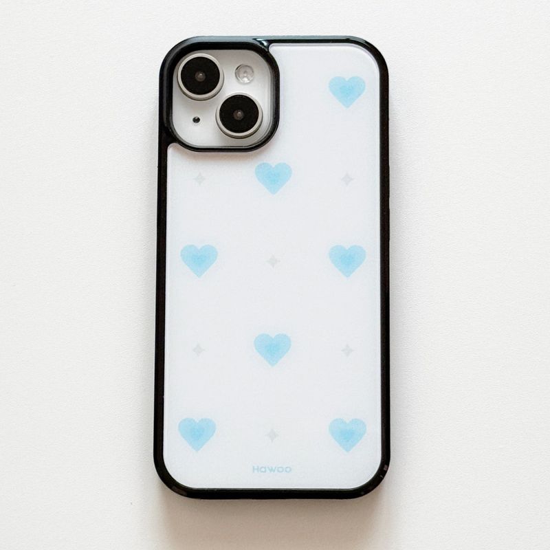 twinkle heart glossy glass bumper case (blue)