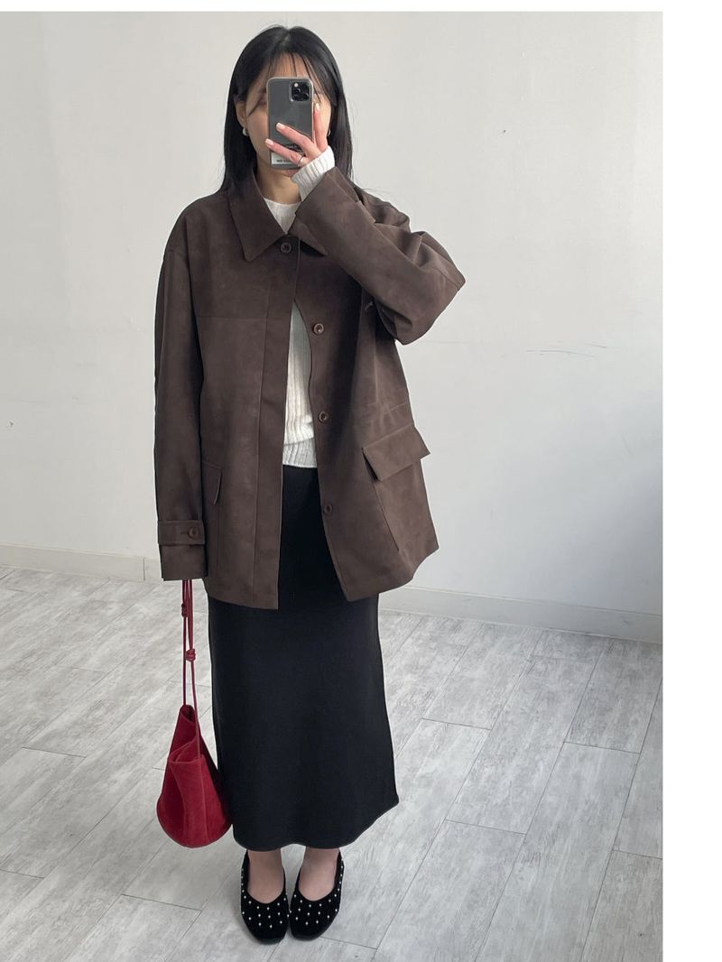 Nubuck String Overfit Leather Jacket