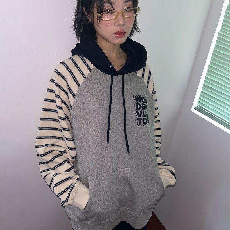 Logo mixed Raglan Hoodie [2 color]