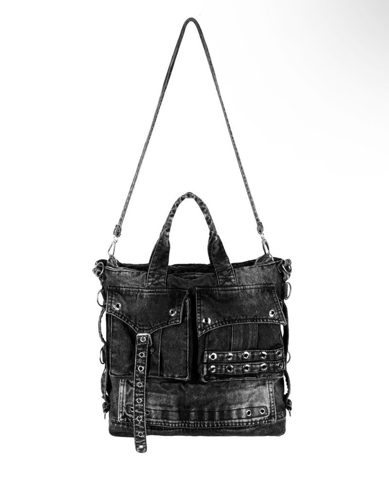 DKILLUMINATE（ディーケーイルミネイト）の「WASH-DENIM SHOULDER BAG (Black)（Bags）」