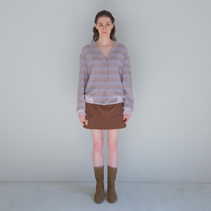 Brown Corduroy Patch Mini-Skirt