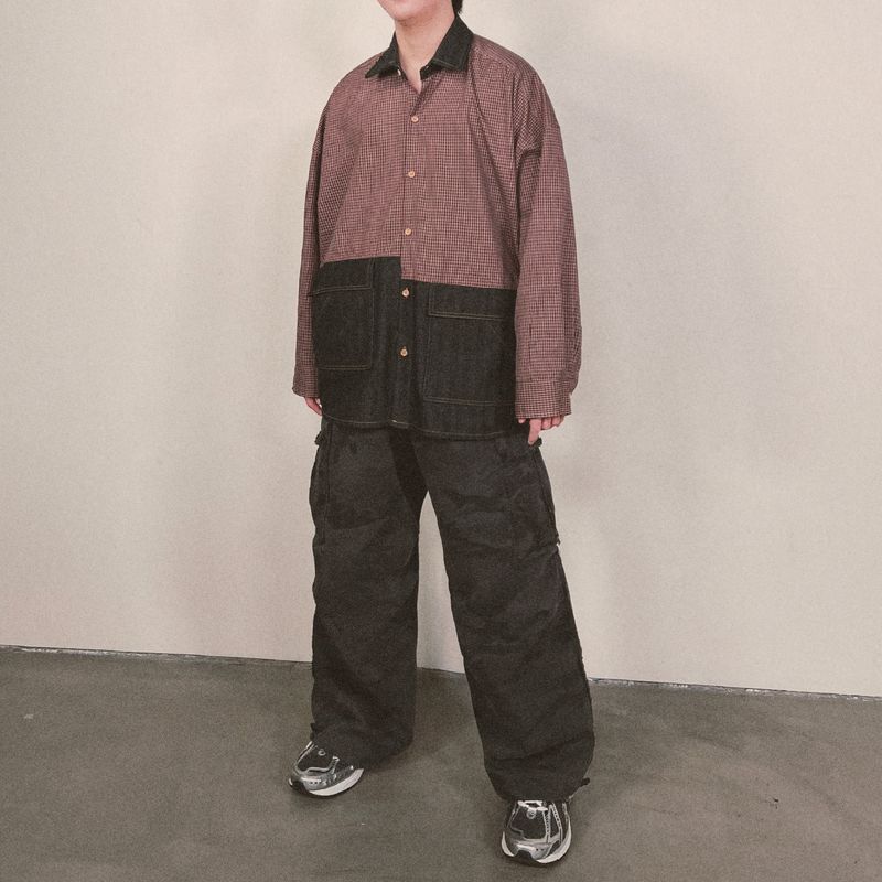 switch panel check shirt_black