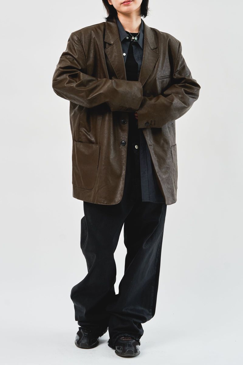 Over Single Leather Jacket (3color)