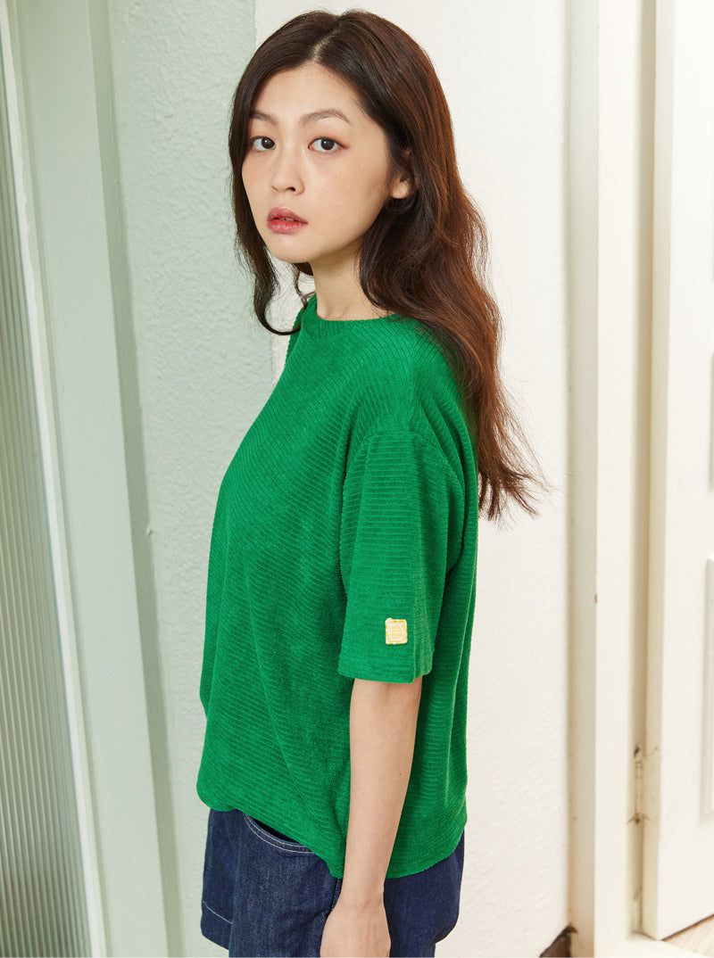 ALARMSEOUL(アラームソウル)の「ALARM STRIPE TERRY T SHIRT GREEN_UNISEX(Tops)」