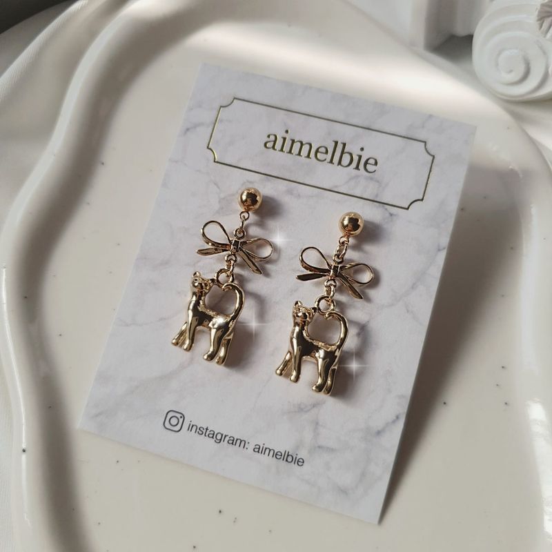 Kitty and Bow Piercing - Gold Color