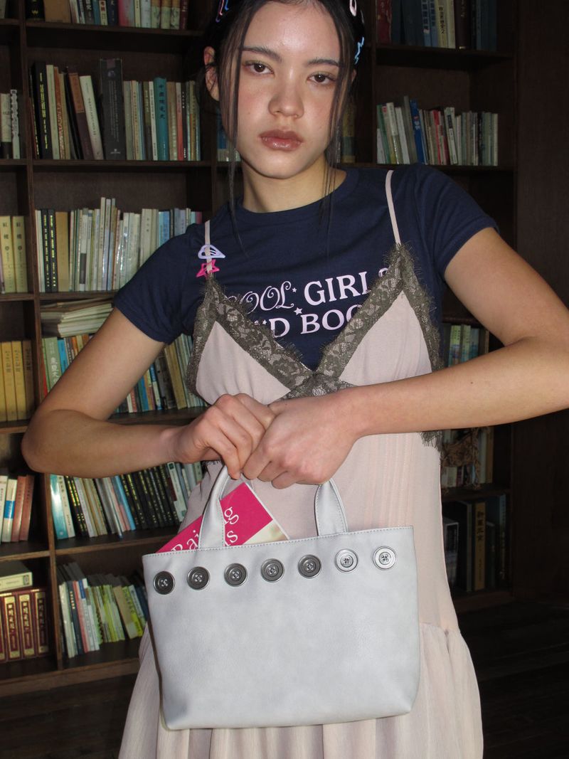 Sunday Tote Bag (button wide)(grey)