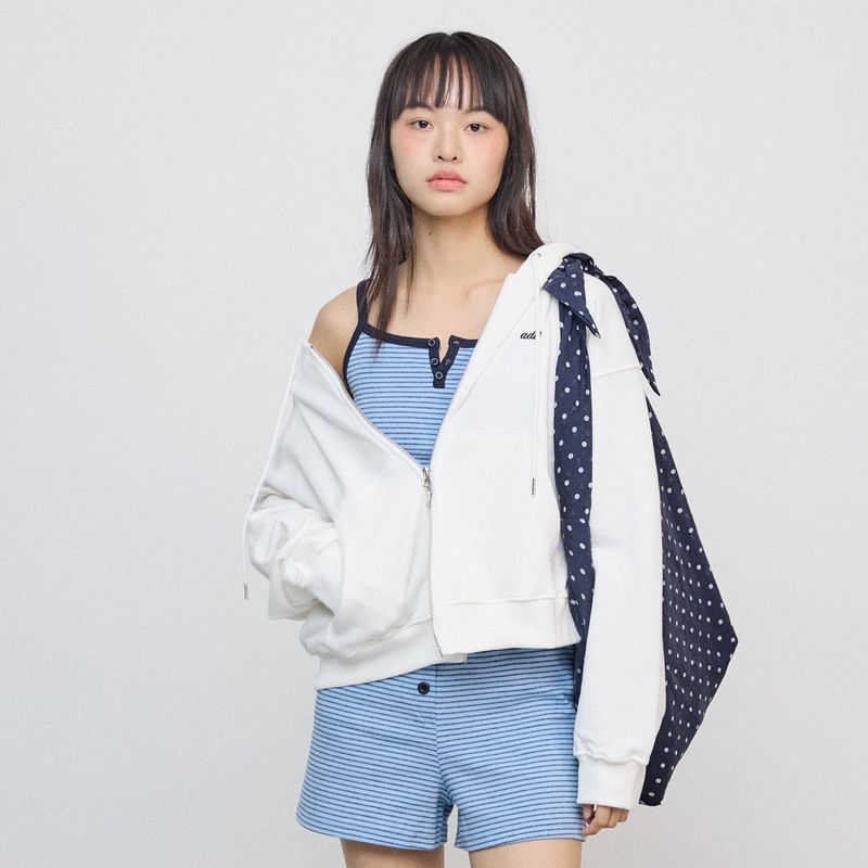 adit（アディット）の「2wayロゴフーディージップアップ_アイボリー（トップス）」