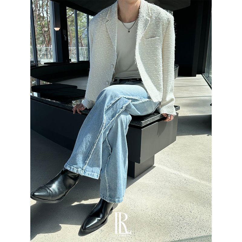 [PREMIUM] Crush glitter tweed jacket(2color)