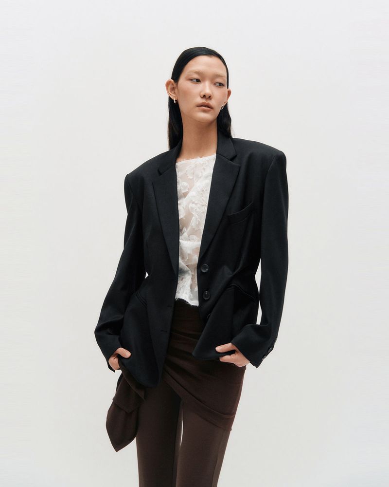 DOZI - Pinched Oversize Tailored Jacket _ BLACK
