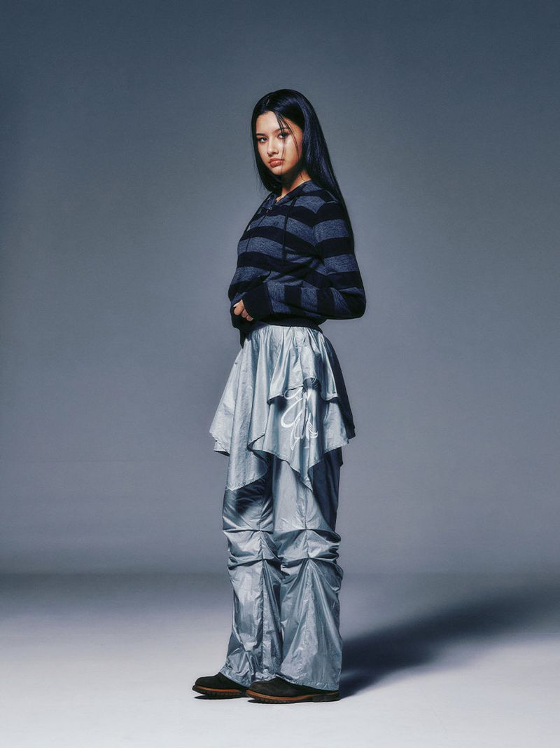 DRAPE LAYERED SKIRTPANTS (LIGHT GREY)