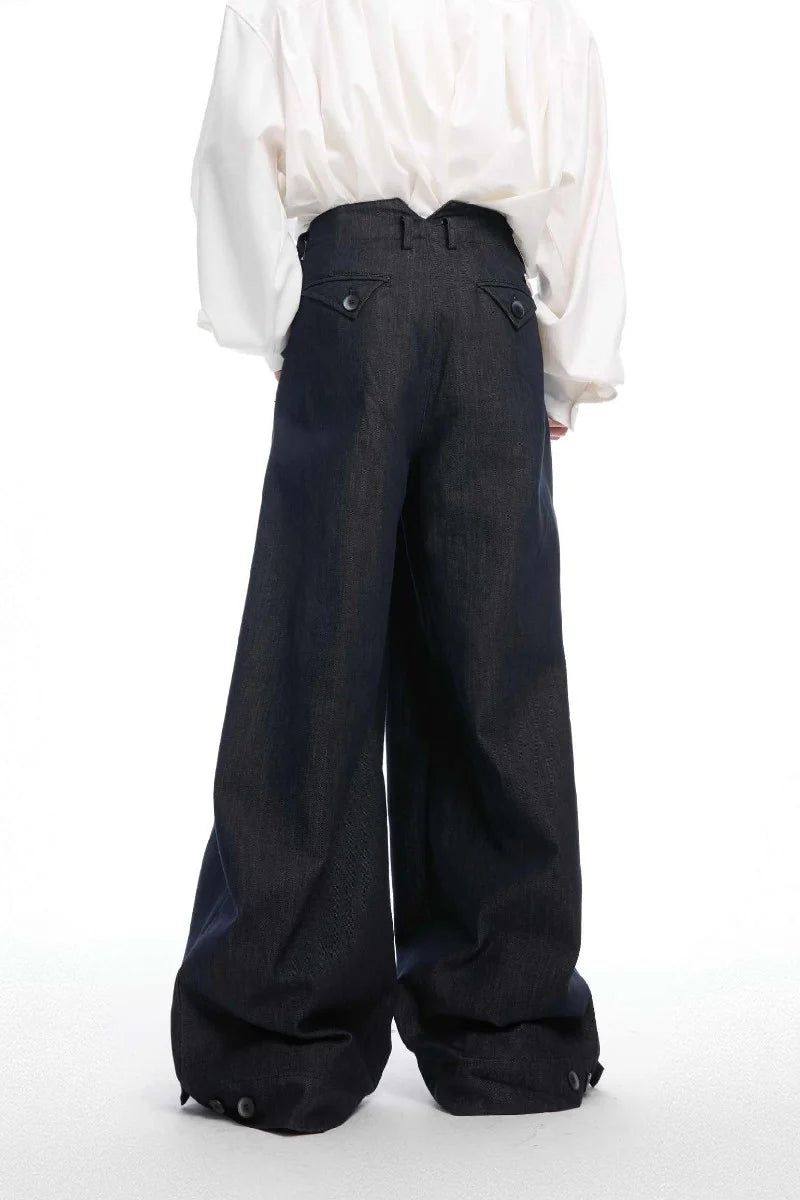 Raw Denim Wide-Leg Jeans