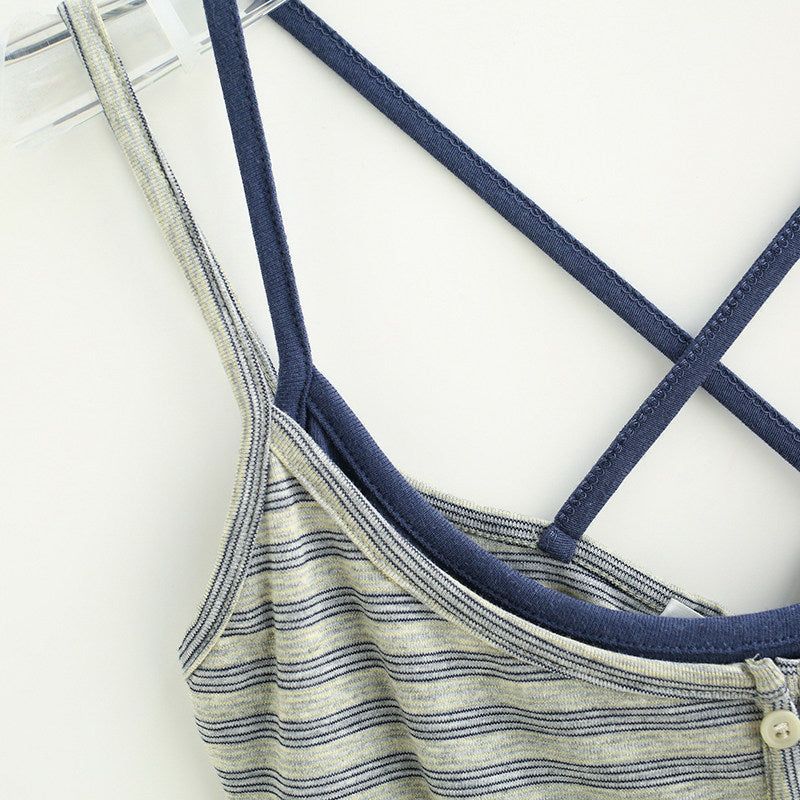 Stripe Back Strap Layered Tank Top