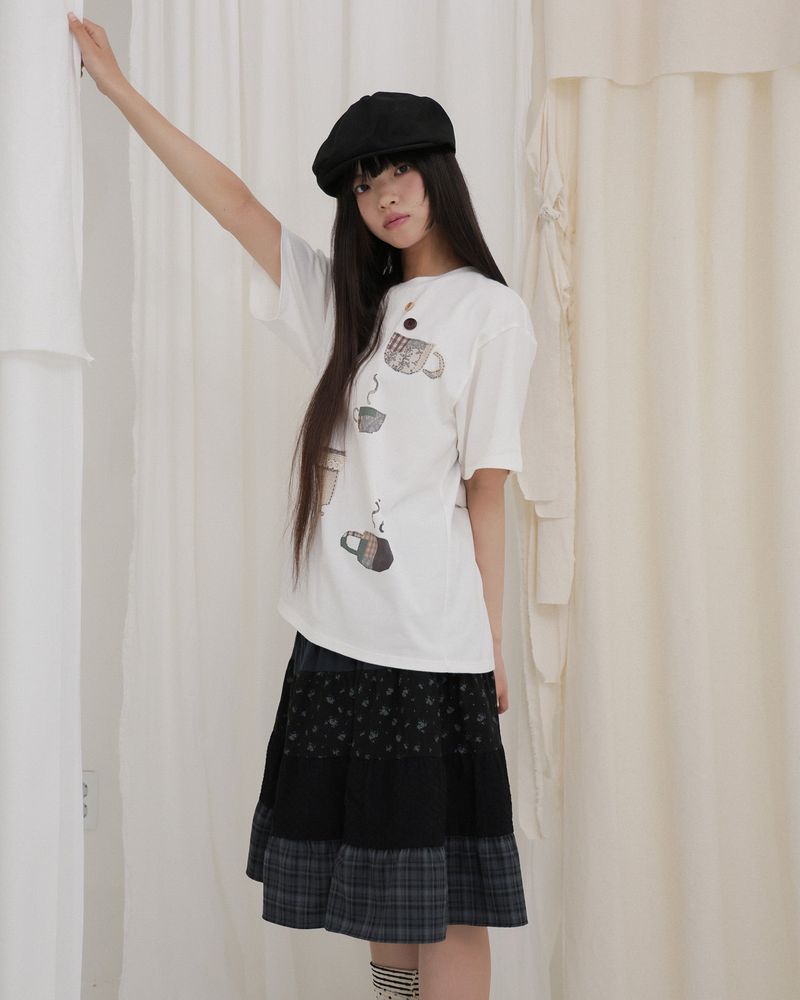 Fazed(フェイズド)の「TEA CUP CROCHET T-SHIRT / WHITE(Tops)」