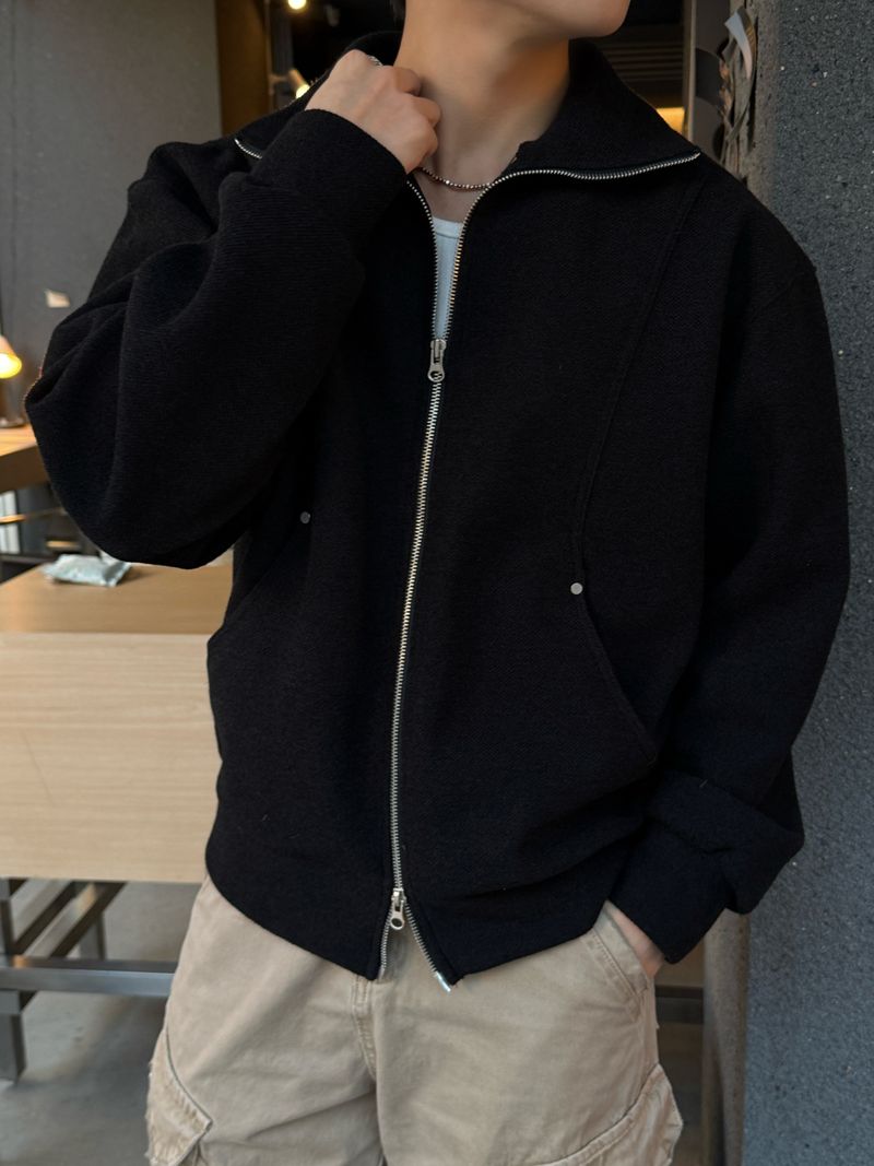 Remind knit zip up