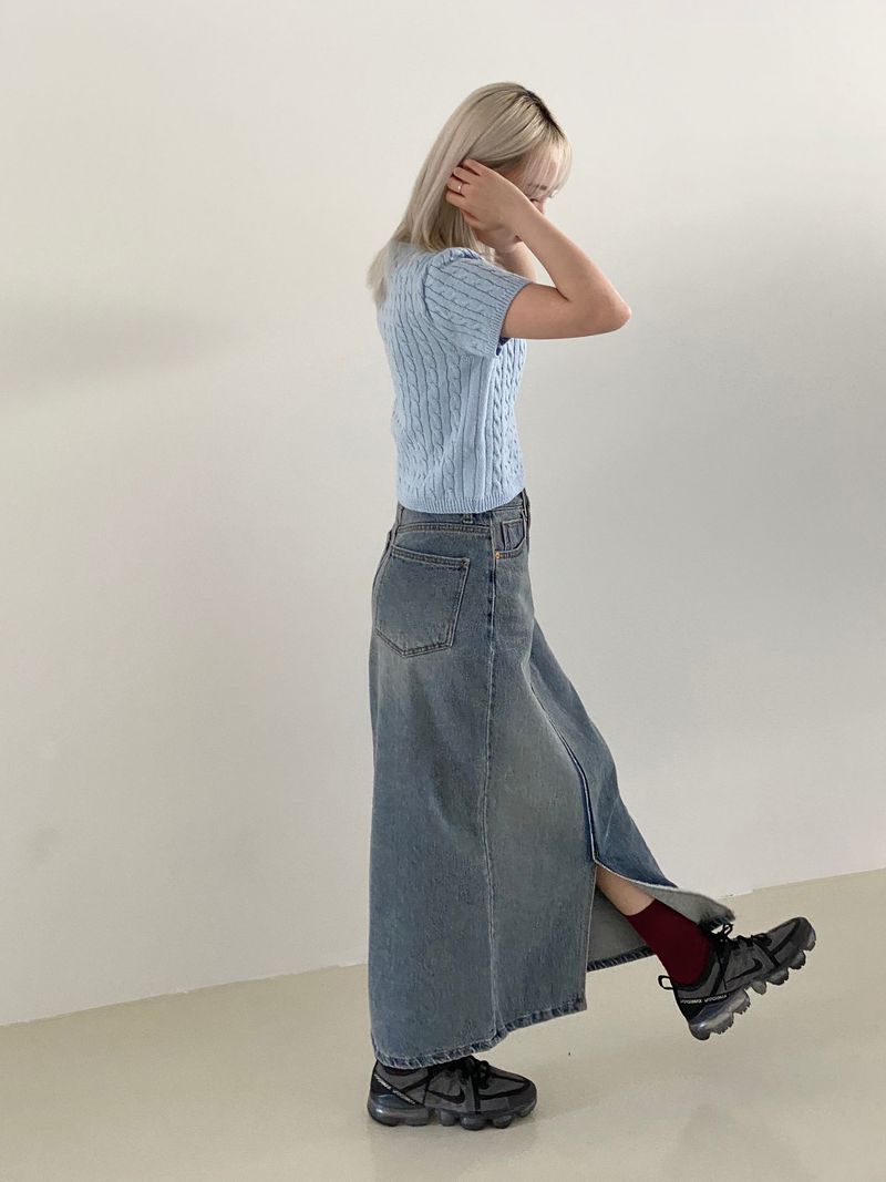 Vintage diagonal long skirt