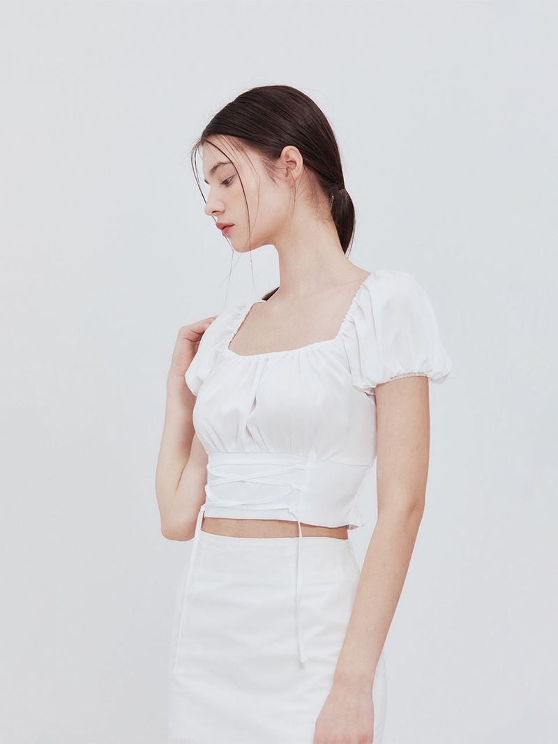 Corset crop blouse (white)