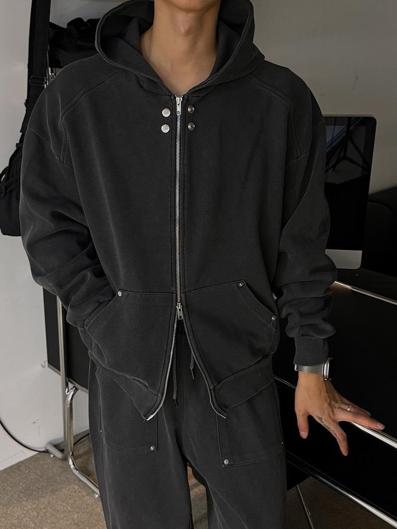 ASCLO Rivet Point Sweat Hood Zip Up (3color)
