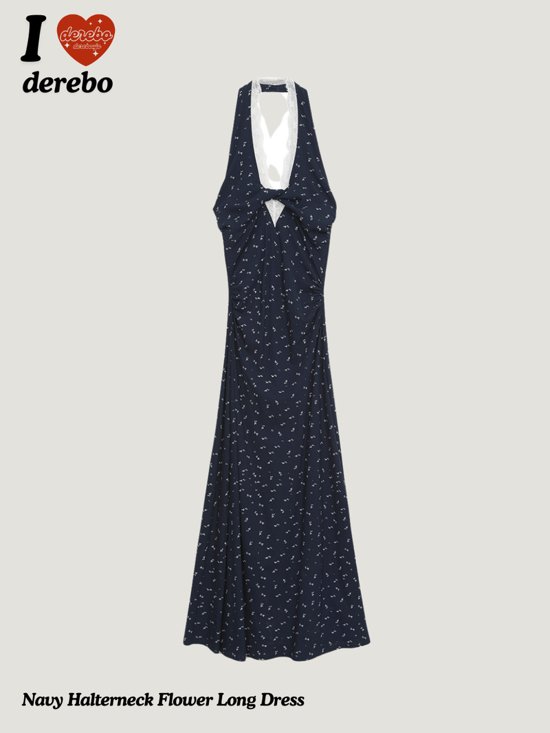dereborujo（ドレボルゾー）の「Navy Halterneck Flower Long Dress（Dresses）」