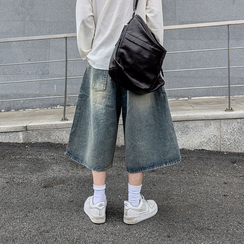 Level-Distressed Bermuda Denim Shorts