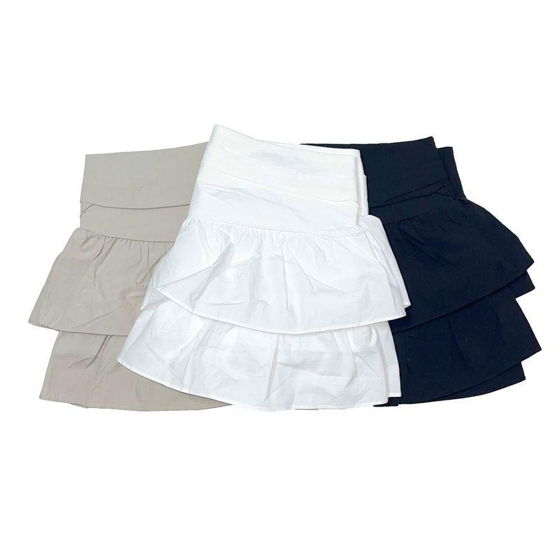 marron tiered skirt pants