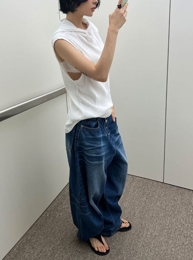RIBBED HOODED SLEEVELESS