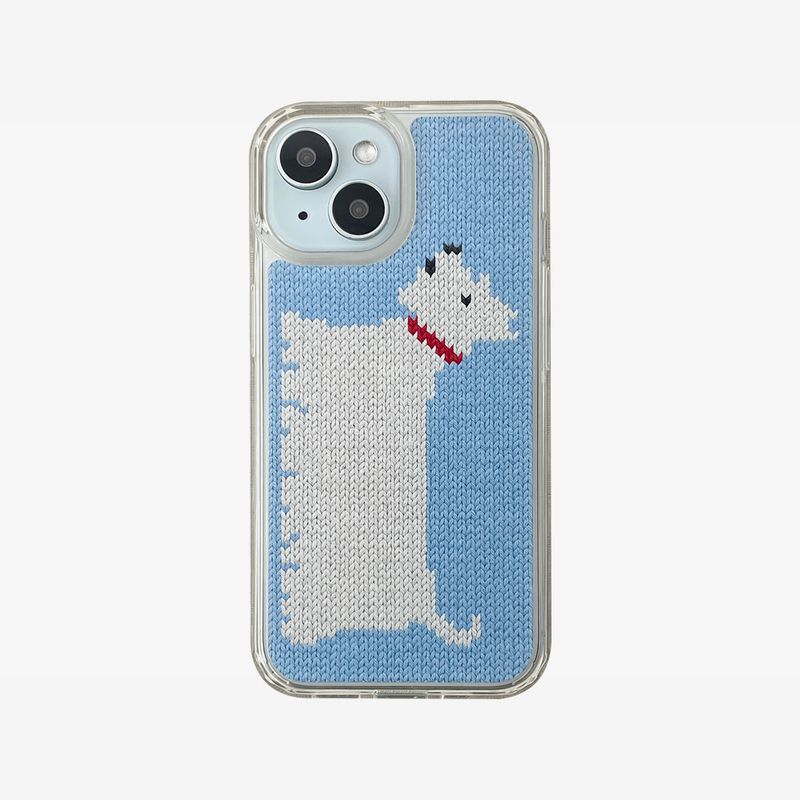 DELPHIN（デルフィン）の「ドッグズニットハードジェルケース_ブルー（スマホグッズ/小物）」