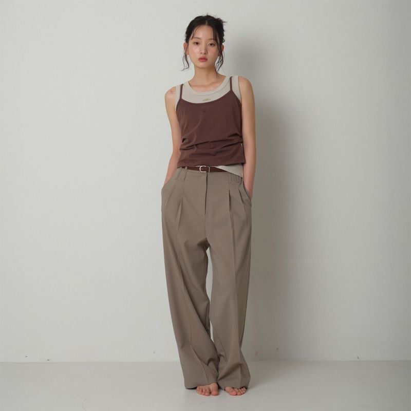 Loventina(ラヴェンティナ)の「Twill Fintuck Slacks_Beige(Pants)」