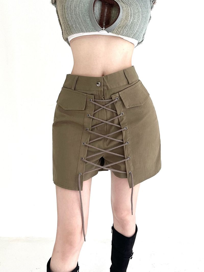 1062. Eyelet wrap pocket sk-pt (3color)