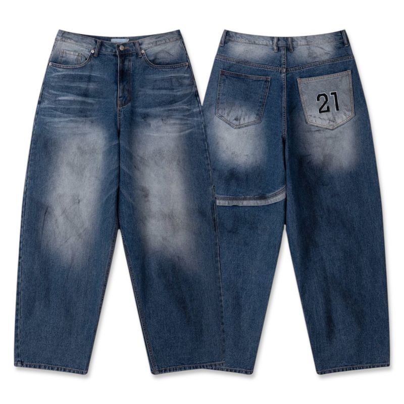 Vintage Embroidered Denim Balloon Pants