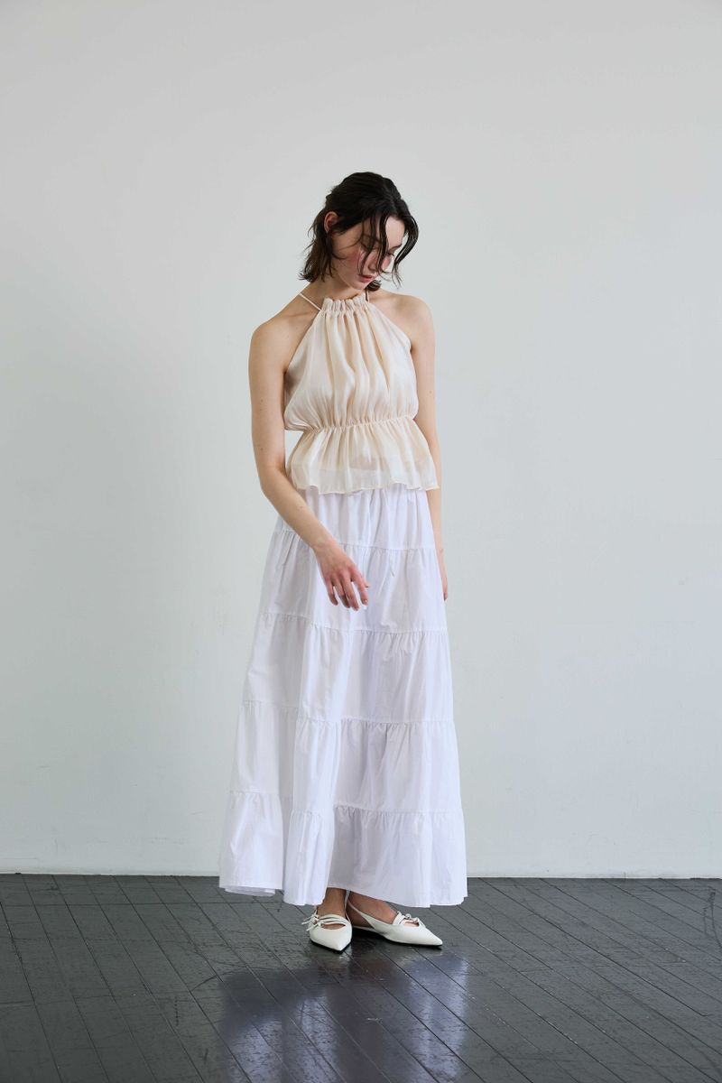 PEARL HALTERNECK TOP / IVORY