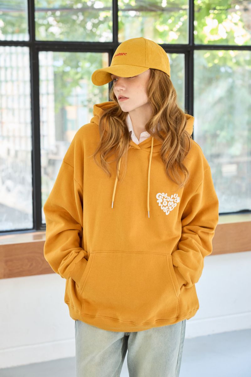 GOODLUCK HEART HOODIE / MUSTARD