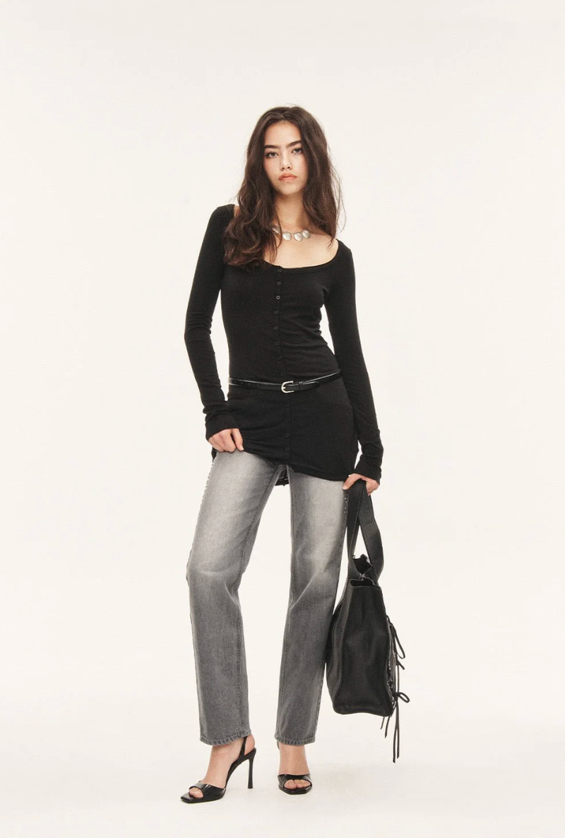Basic open tee - black