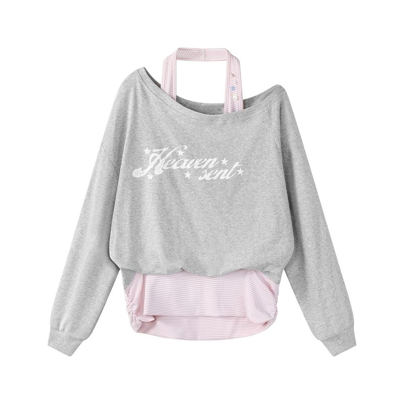 Cozy&Kitsch（コージーアンドキッチ）の「ネリアストライプレイヤードスウェットシャツ（トップス）」