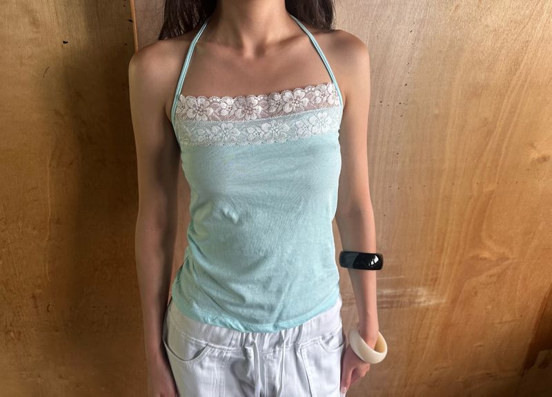 flower lace halter top