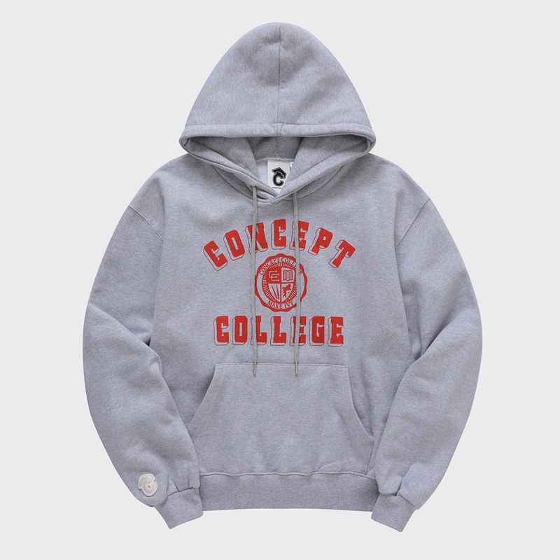 CONCEPT COLLEGE（コンセプトカレッジ）の「クラシックビッグロゴパーカ・グレー［ユニセックス］/ Classic Big Logo Unisex Gray Hoodie（Tops）」