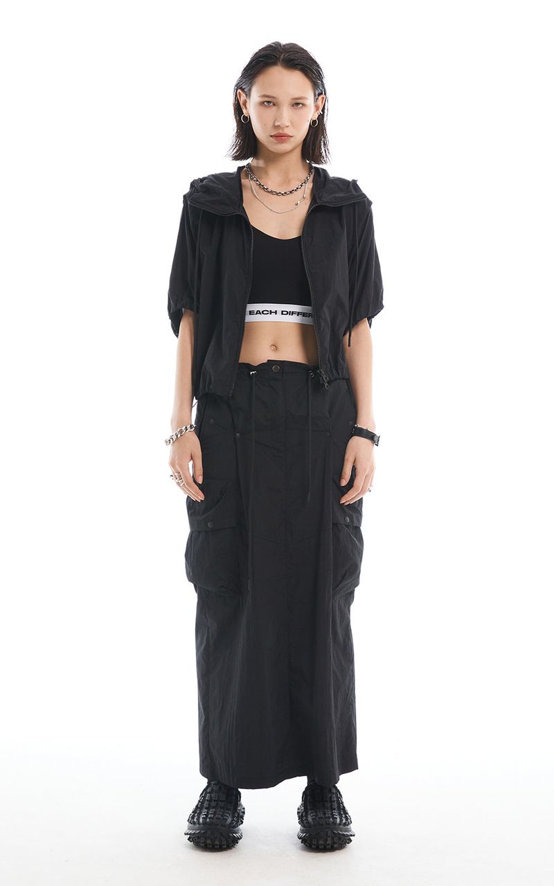 EACH DIFFER(イーチディファー)の「CARGO MAXI SKIRT_BLACK(Skirts)」