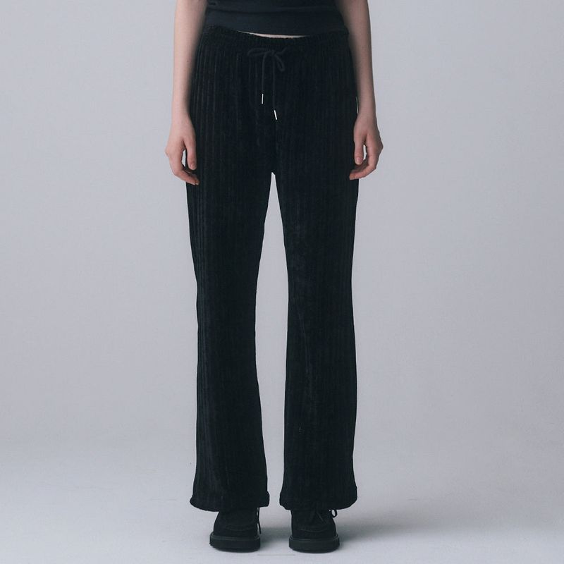 VELOUR BANDING PANTS, BLACK