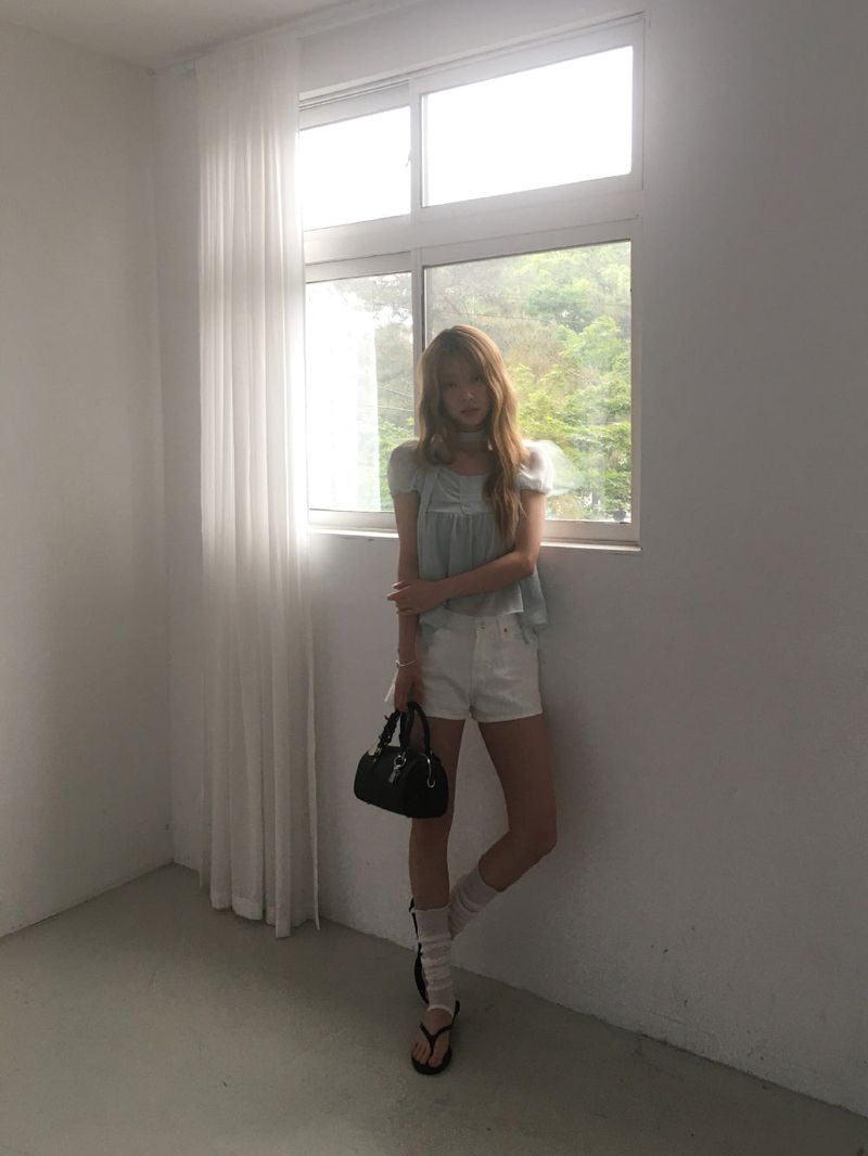 Eyelet cotton shorts
