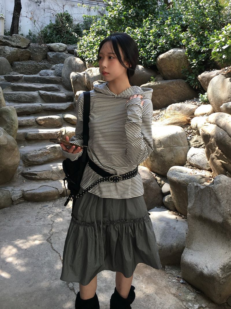 Roti Nylon Midi Shirred Skirt (2c)