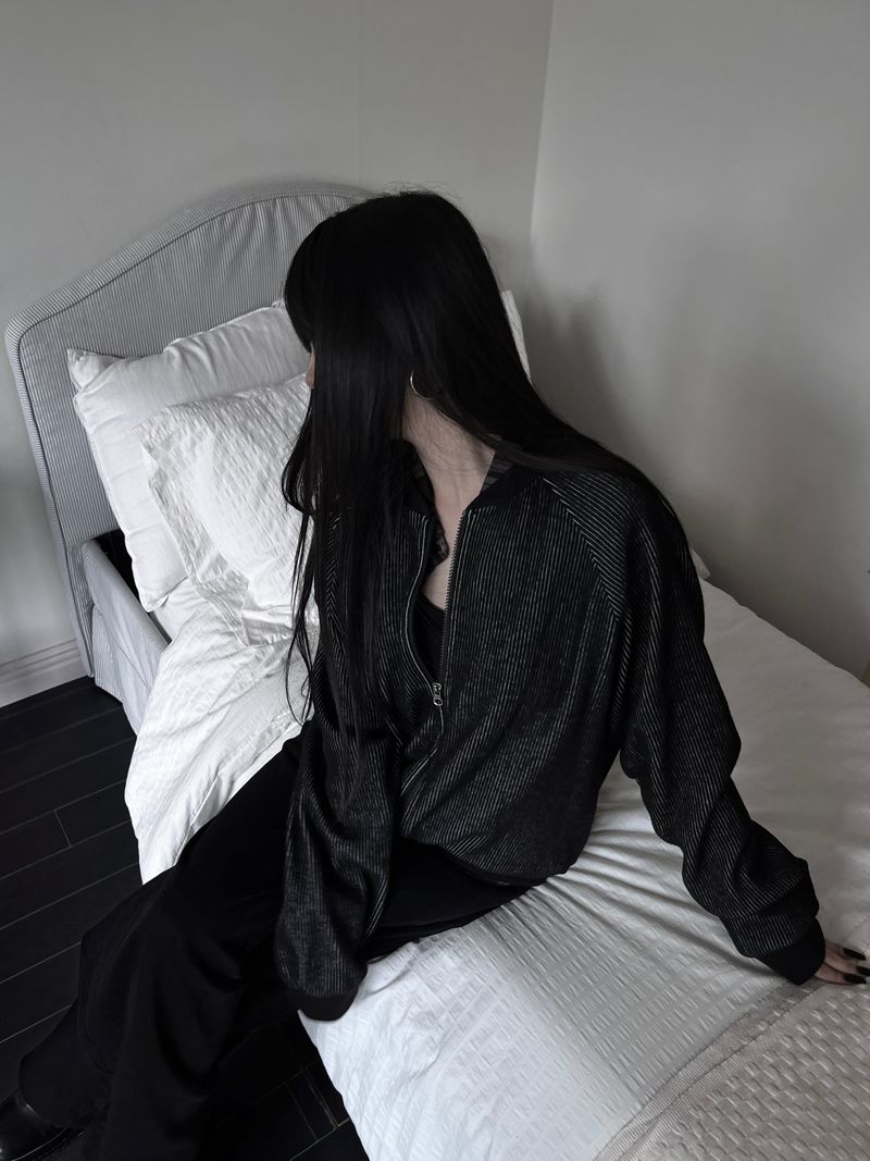 pair wool stripe zip-up (unisex)