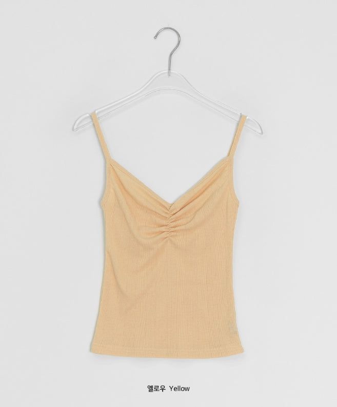 Orr Eyelet Punching Shirring V-Neck Strap Sleeveless
