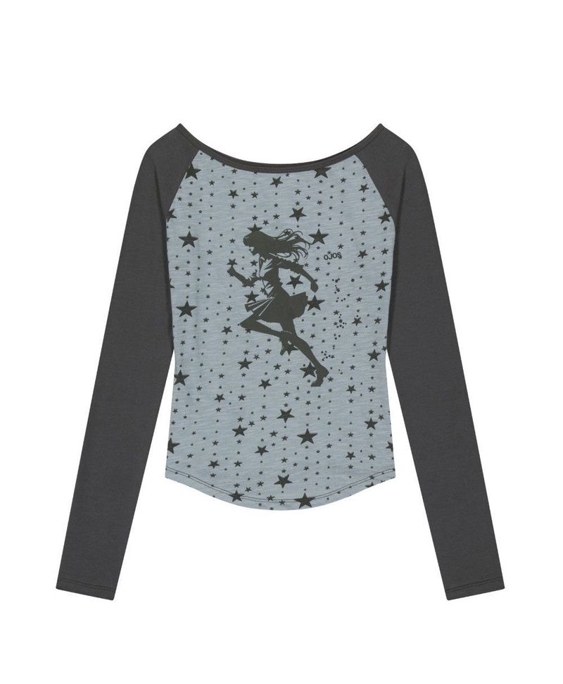 Star Reglan Long Sleeve / Mint Grey