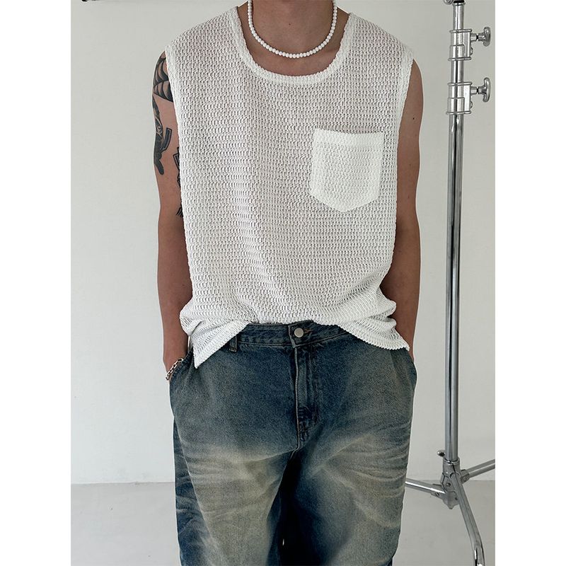LAURANT（ロラン）の「[S/S] Square pocket knit sleeveless (5color)（Tops）」