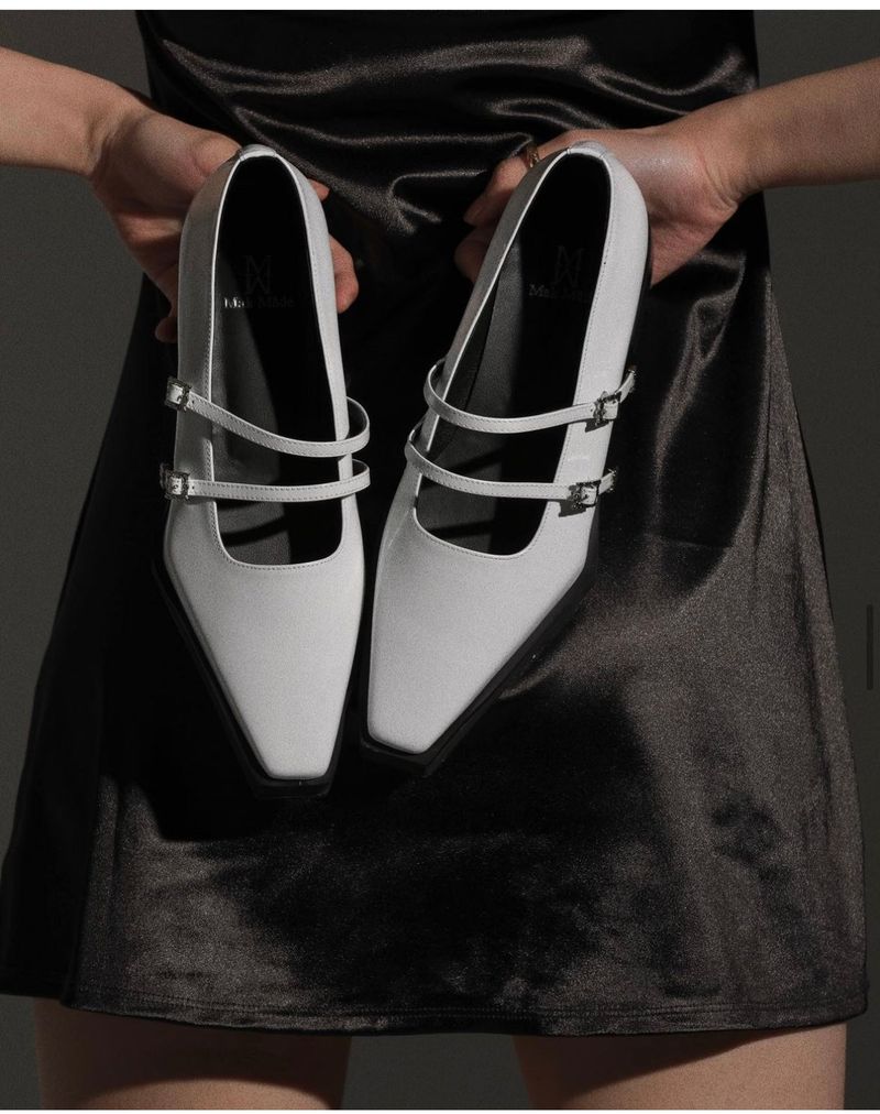 Ore two strap buckle loafer white