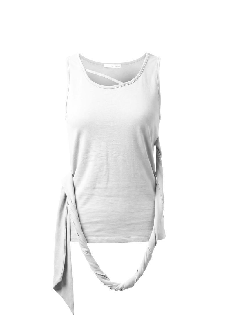 FLOATING LOOP SLEEVELESS . WHITE