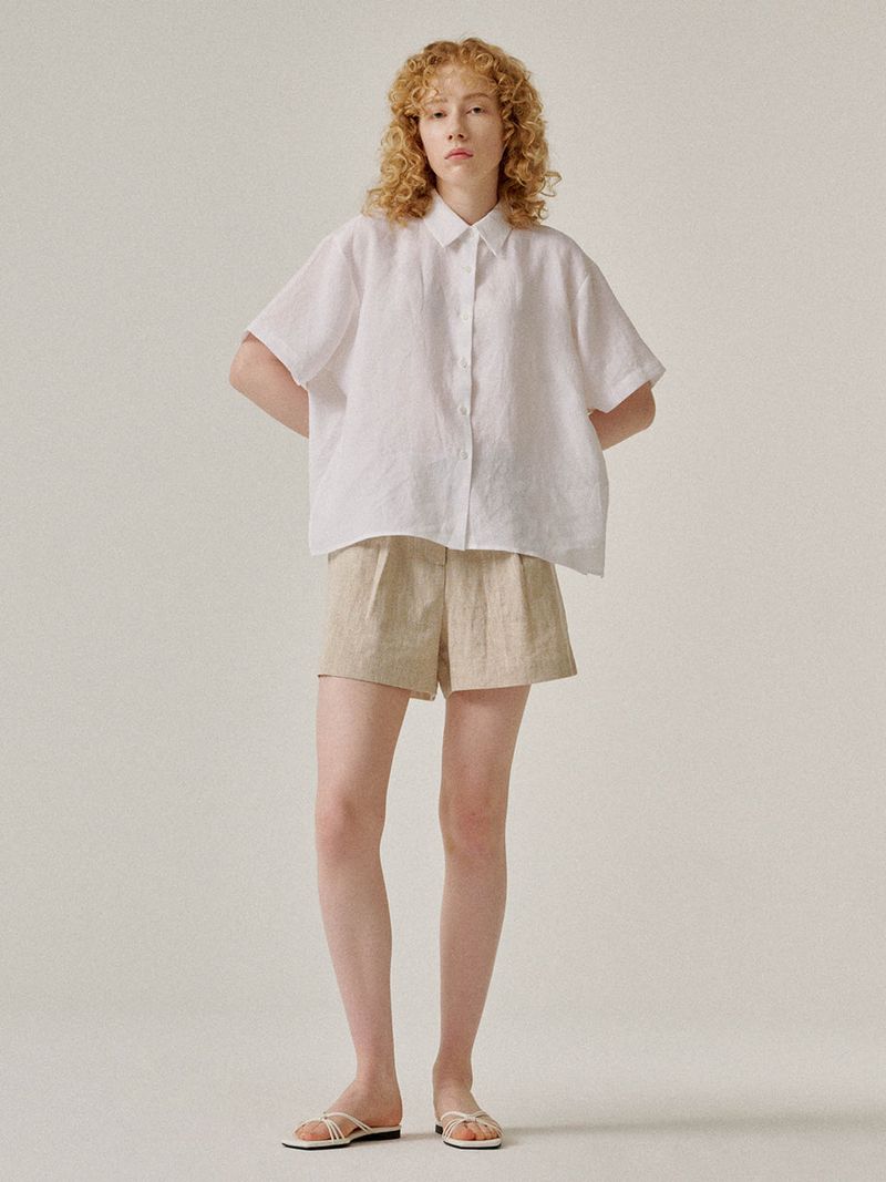 PLAT DU JOUR（プラドゥジュール）の「Linen short pants (Beige)（Pants）」